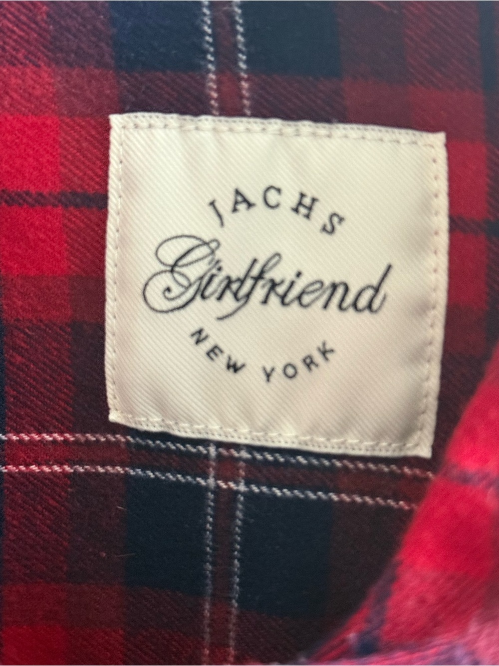 JACHS Girlfriend Red and Navy Plaid Button-Down Shirt - Picture 3 of 11